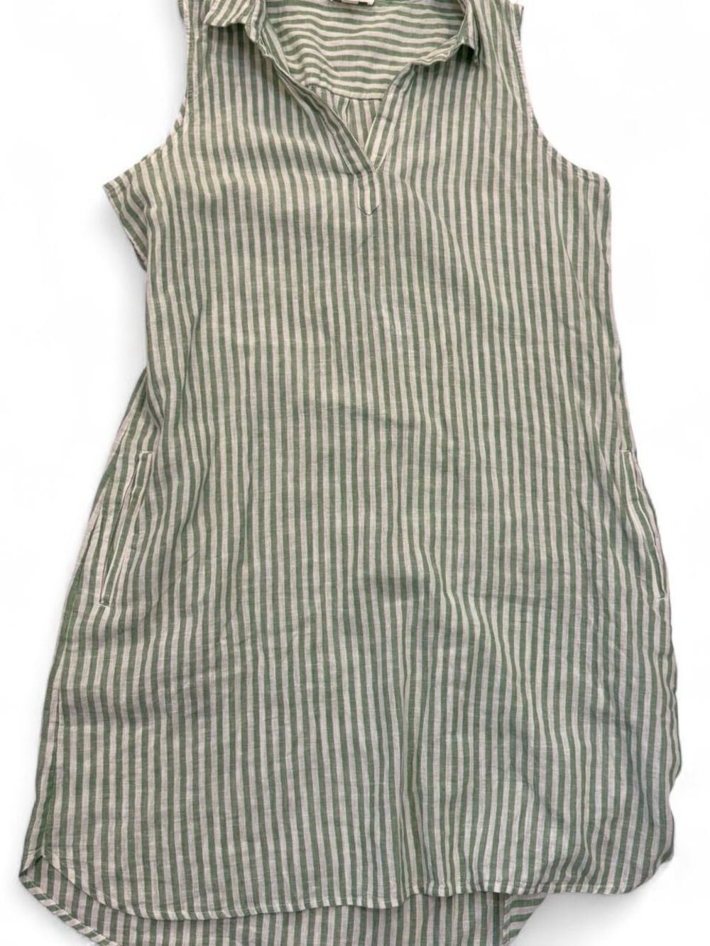 beachlunchlounge Green and Cream Striped Sleeveless Tunic
